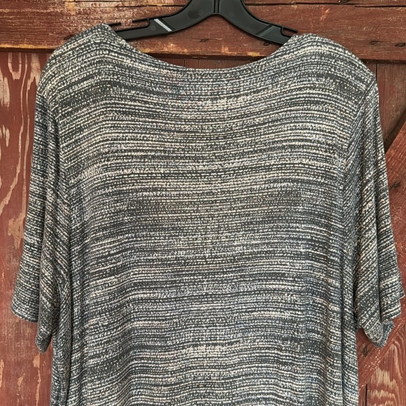 J. Jill Purejill gray pattern scoop neckline short sleeve stretch jersey midi. - Picture 5 of 5